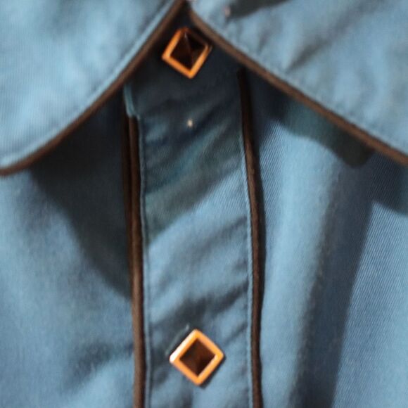 Scully Vintage Blue Western Pearl Snap Rockabilly Mens Snap Button Shirt LG - Picture 6 of 16